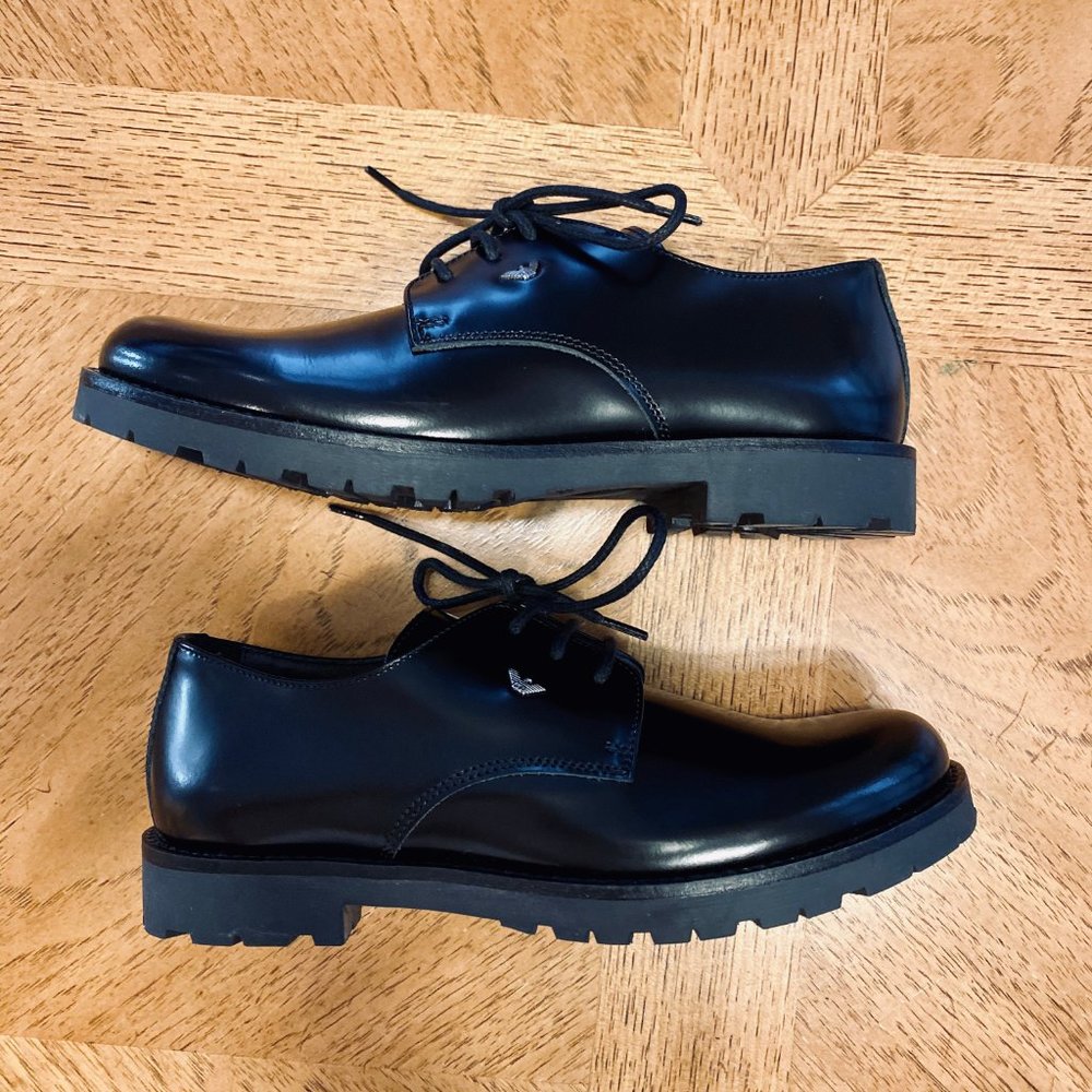 Armani Junior Leather Lace Up Oxford Shoes NEW